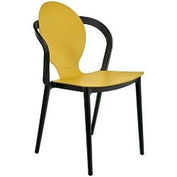 Пластиковый стул с высокой спинкой в стиле лофт. Цвет: горчичный Y-03, чёрный.