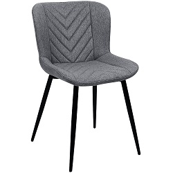 Мягкий стул для кухни серого цвета на черных металлических ножках