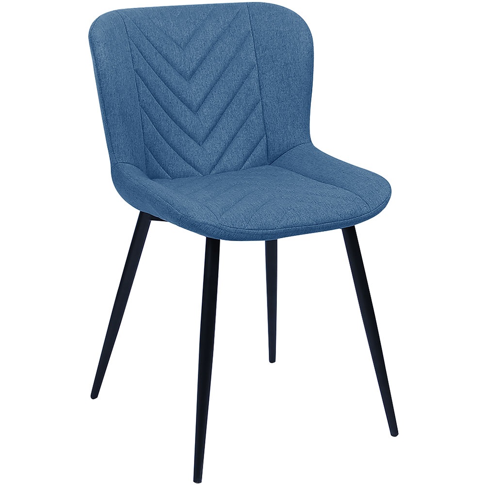 Мягкий стул для кухни синего цвета на черных металлических ножках