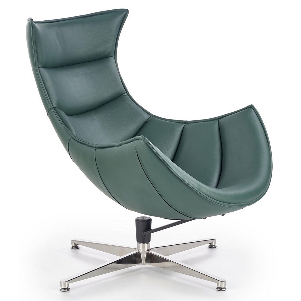 Дизайнерское кресло из прессованной кожи. Цвет зелёный.