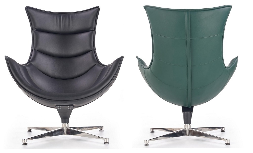 Дизайнерское кресло из прессованной кожи. Цвета: черный, зелёный.