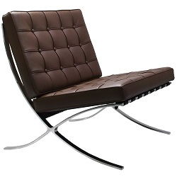 Кресло из нержавеющей стали и прессованной кожи. Цвет: коричневый (коньяк), хром.