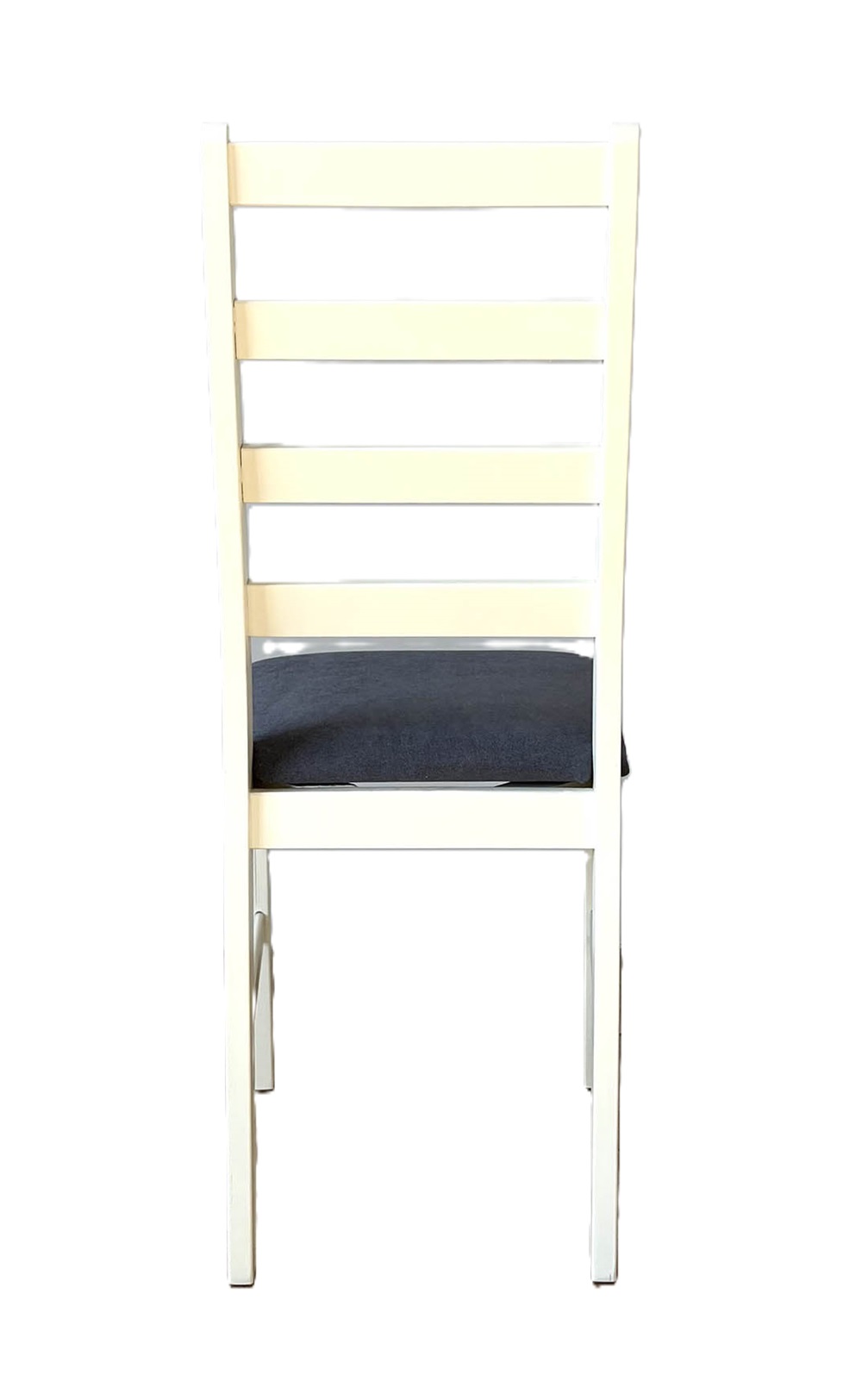 Деревянный стул со спинкой. Обивка из микровелюра. Цвет белый/серый.