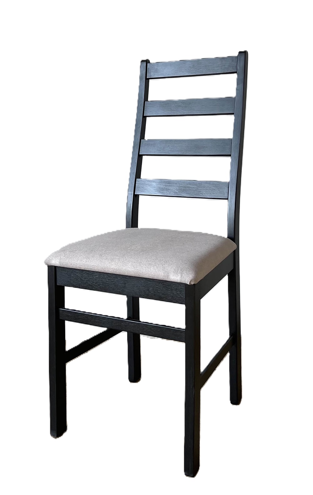 Деревянный стул со спинкой. Обивка из микровелюра. Цвет венге/серый.