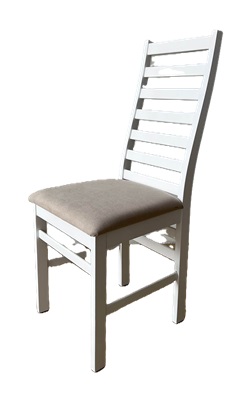 Деревянный стул со спинкой. Обивка из микровелюра. Цвет белый/бежевый.