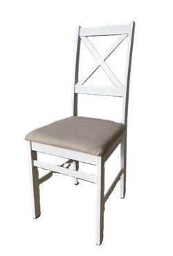 Деревянный стул со спинкой. Обивка из микровелюра. Цвет белый/бежевый.