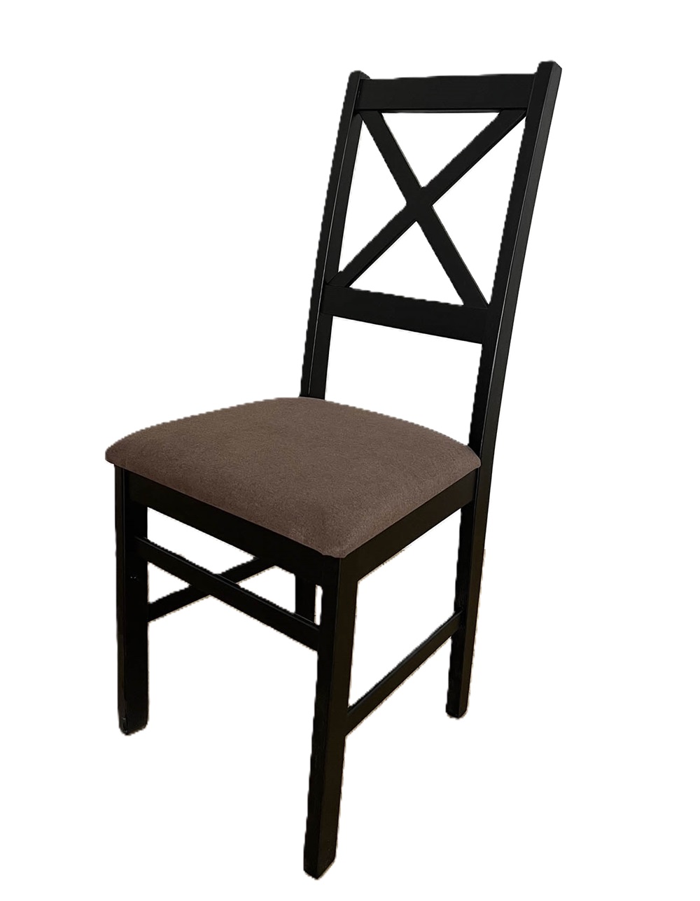 Деревянный стул со спинкой. Обивка из микровелюра. Цвет венге/коричневый.