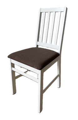 Деревянный стул со спинкой. Обивка из микровелюра. Цвет белый/коричневый.