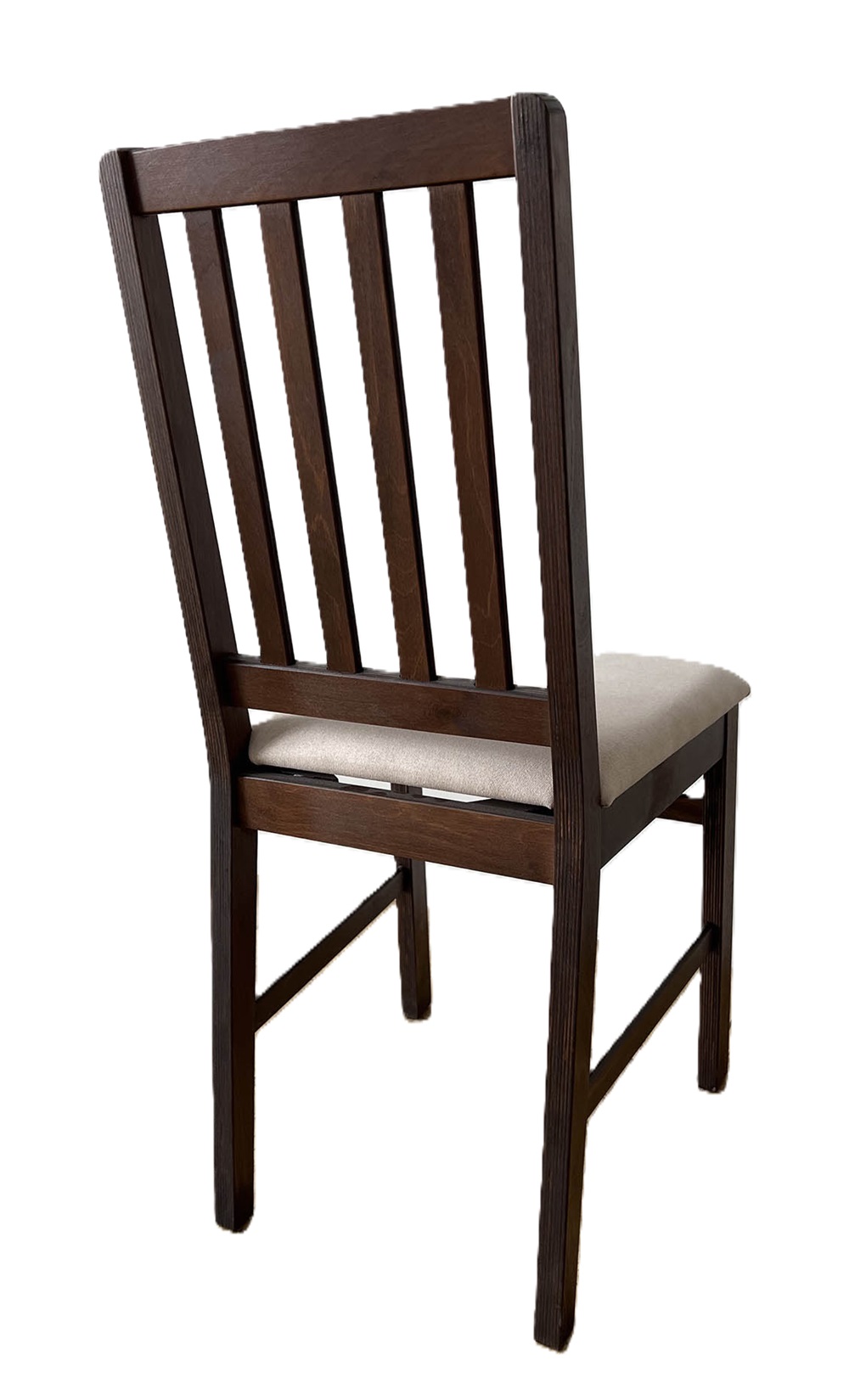 Деревянный стул со спинкой. Обивка из микровелюра. Цвет орех/бежевый.