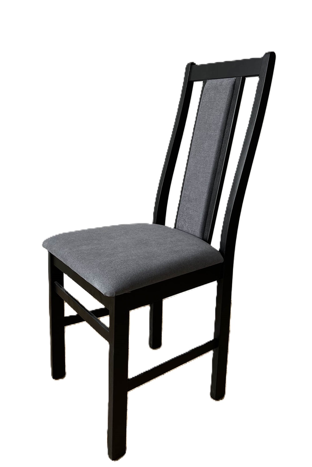 Деревянный стул со спинкой. Обивка из микровелюра. Цвет венге/серый.