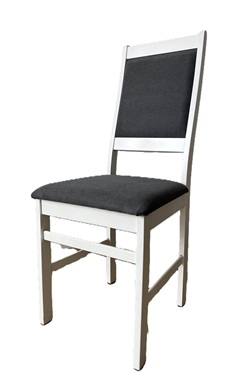 Деревянный стул со спинкой. Обивка из микровелюра. Цвет белый/серый.