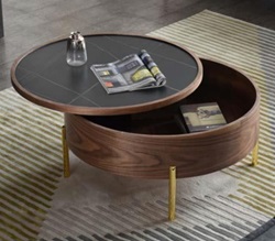 Деревянный журнальный столик со съемной крышкой. Цвет орех/серый.