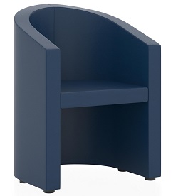 Кресло с обивкой из кожзама. Цвет синий (euroline 903). На стационарных опорах.