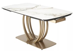 Обеденный раскладной стол с керамической столешницей. Цвет контрастный мрамор матовый