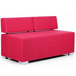 Прямой модульный двухместный диван без подлокотников. Цвет красный.