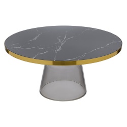 Кофейный столик со стеклянным основанием. Цвет: черный мрамор/серый.