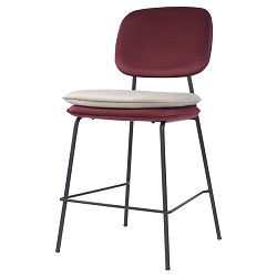 Полубарный стул на металлокаркасе, цвет бежевый/бордовый.