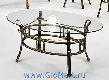 Стол журнальный, овальный, стеклянный. Материал: стекло закаленное, металл.
