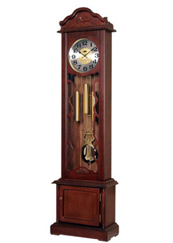 Кварцевые напольные часы с боем и мелодией. Цвет дерева - коричневый матовый.