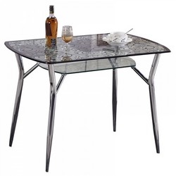 Стеклянный стол обеденный.  Размер: 105*70*75 см. Цвет рисунка: черный.
