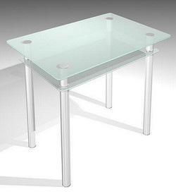 Прямоугольный  стол на металлическом каркасе с полочкой.  Размеры: д*ш*в (900*600*750 мм). Материал:стекло, металл.
