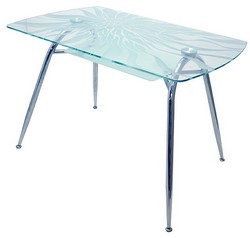 Стеклянный обеденный стол для кухни. Материал: прозрачное стекло, металл. Размеры д*ш*в: 1100*700*750 мм. 