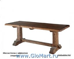 Стол из массива сосны, состаренный, Габаритные размеры 2000х800х760.
Четыре вида тонировки.
Производство: Россия 
