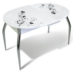 Овальный стол из стекла с рисунком