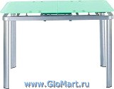 Обеденный стол на металлокаркасе c раздвижной стеклянной столешницей. Размер: ширина 80 см, длина 110/138 см, высота 75 см. 