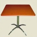 квадратный стол верзалит. модели: 012 и 013. размеры: 700х700 мм и 800x800 мм соответственно. стойка стола типа паук. высота 750 мм, покрытие хром.