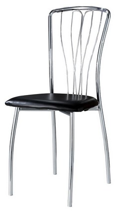 Металлический стул, ножки  хромированные, обивка кожзаменитель. Цвет: черный.