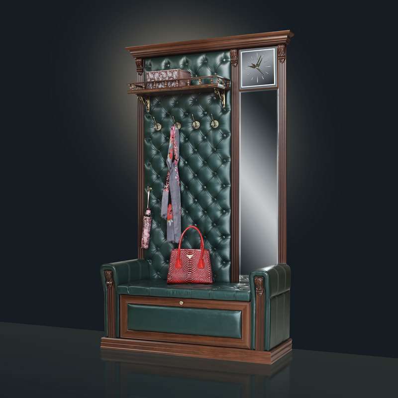 Вешалка с банкеткой и зеркалом с часами BM-2552 - купить в Москве ...