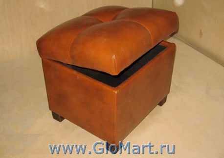 Банкетка мягкая с ящиком, рыжий цвет