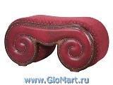 Банкетка мягкая с обивкой из ткани и эко кожи. Отделка - молдинг. Цвет красный. Длина 820 мм, Глубина 340 мм, Высота 390 мм