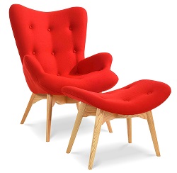 Комплект: кресло и банкетка. Цвет красный.