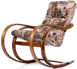 Кресло-качалка из дерева с подножкой. Цвет - орех.