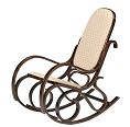 Кресло-качалка деревянная, обитая тканью. Вес: до 80 кг. Размер: 54 x 47 x 96,5 см.