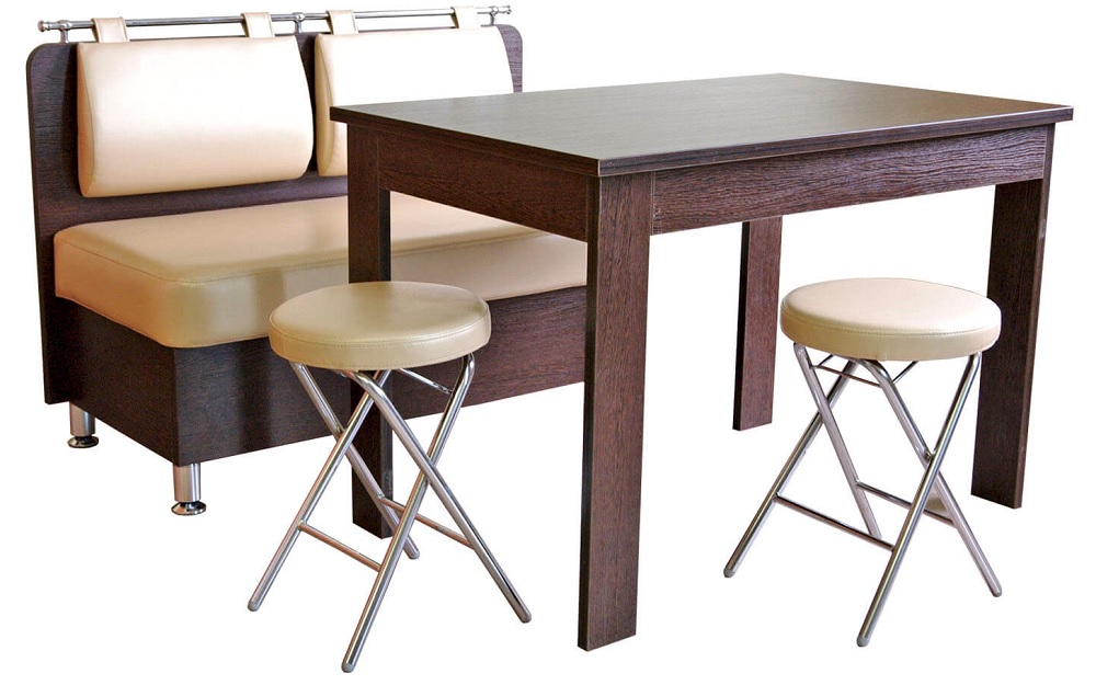 Раздвижная обеденная группа. Обеденный комплект "стол Лион ПМ+стулья Кармен". Обеденная группа для маленькой кухни с раздвижным столом. Стол кухонный раскладной для маленькой кухни. Кухонный стол с табуретками.