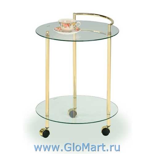 Стеклянный столик на трех колесиках RB-2313 - купить в Москве, GloMart.ru