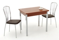 Стол обеденный, раздвижной, прямоугольный. Столешница  ламинированная из ЛДСП. Цвет вишня. Ножки металлические.