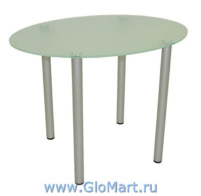 Стол овальный стеклянный обеденный. Ножки и столешница матовые.