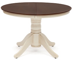 Обеденный стол из массива гевеи. Цвет: античный белый/темный дуб