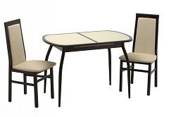 стол и стулья в одном стиле и цветовой гамме