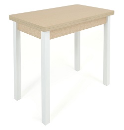 Прямоугольный раздвижной стол. Цвет беленый дуб/белый.