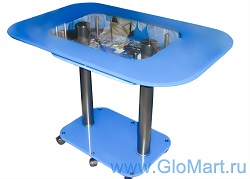 Прямоугольный стеклянный стол с фотопечатью на подстолье