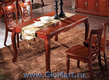 Стол обеденный. Размеры: 1400х850. Массив гевеи. Цвет: орех, в красноту.
