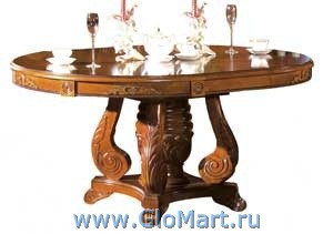 круглый обеденный раскладной стол из массива дерева. цвет орех. размеры: 120(160)х120х76 
