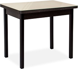 Стол обеденный прямоугольный, раздвижной. Цвет песочный(стекло)/венге.