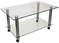 Прямоугольный стеклянный столик с подстольем