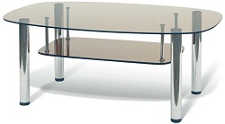 Небольшой стол с подстольем из стекла и металла